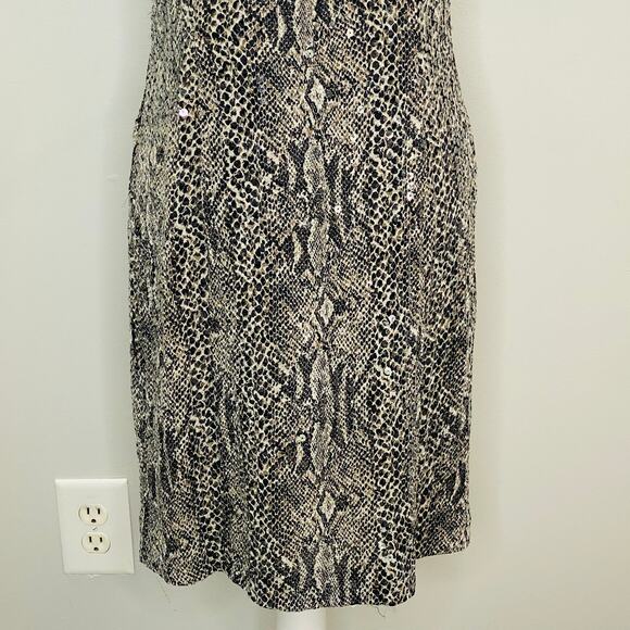 Vintage 90s Chetta B Sequin Dress Women Size 12 Snake Print Sleeveless Cocktail - Picture 8 of 10